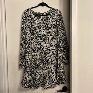 Leith EUC XL print dress peplum hem